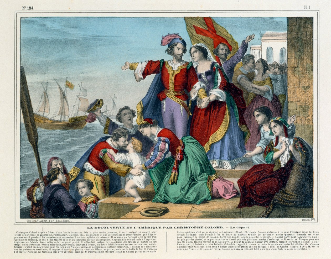 Cristoforo Colombo parte per il Nuovo Mondo, c.1860 da French School