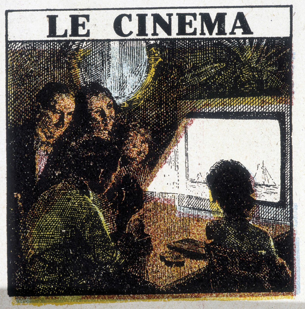 Proiezione cinematografica, circa 1920 da French School