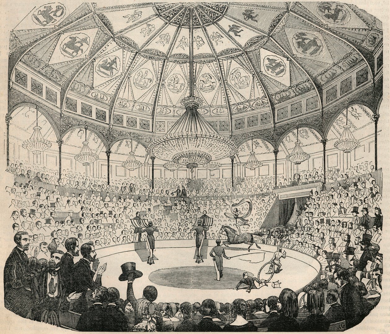Cirque national des Champs Elysees nel XIX secolo - Incisione in "Tableau-de-Paris" di Edmond Texier 1852 da French School