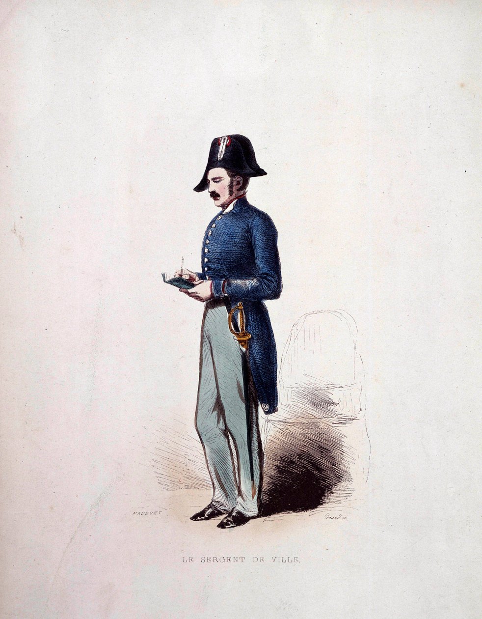 Uniforme del Sergente di Città delle forze di polizia sotto la Monarchia di Luglio (1830-1848) XIX secolo da French School