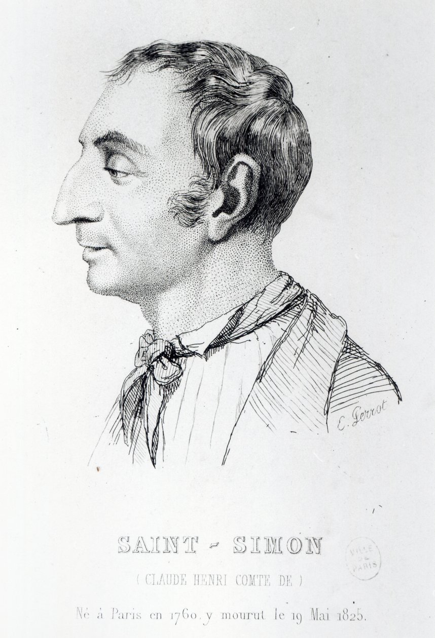 Claude Henri de Rouvroy, Conte di Saint-Simon, inciso da Perrot (19° secolo) da French School