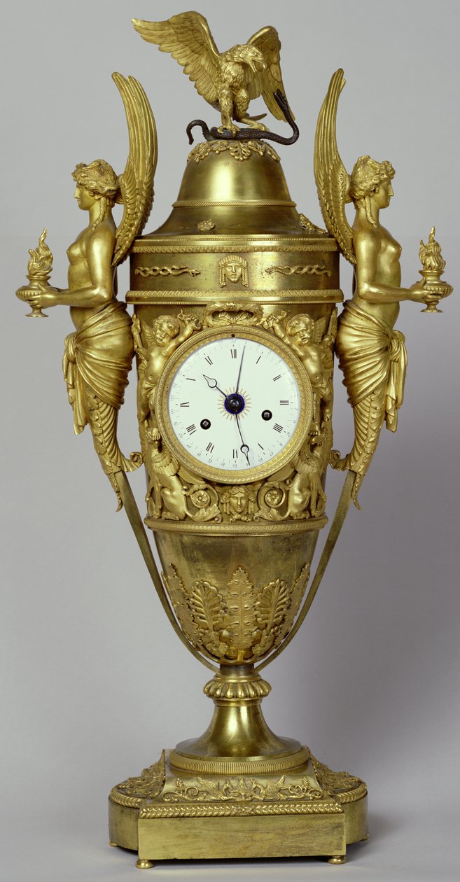 Vaso con orologio e aquila da French School