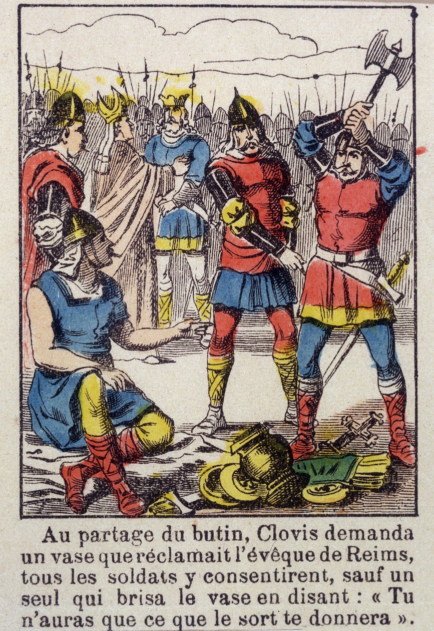 Clodoveo e il vaso di Soissons - Immagine di Epinal del XIX secolo da French School