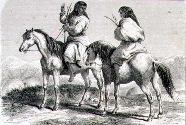 Indiani Comanche negli anni 1860 (incisione) da French School