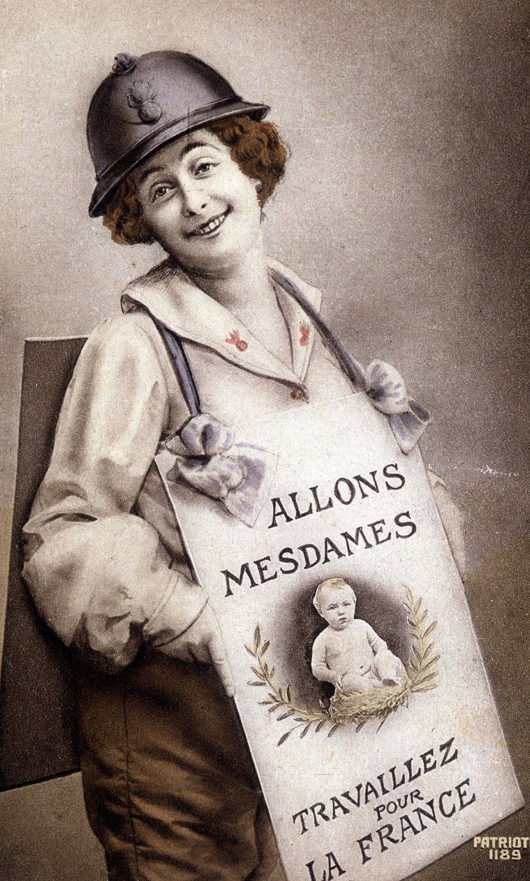 Venite Signore Lavorate per la Francia (incitamento alla nascita), cartolina, ca. 1918 da French School