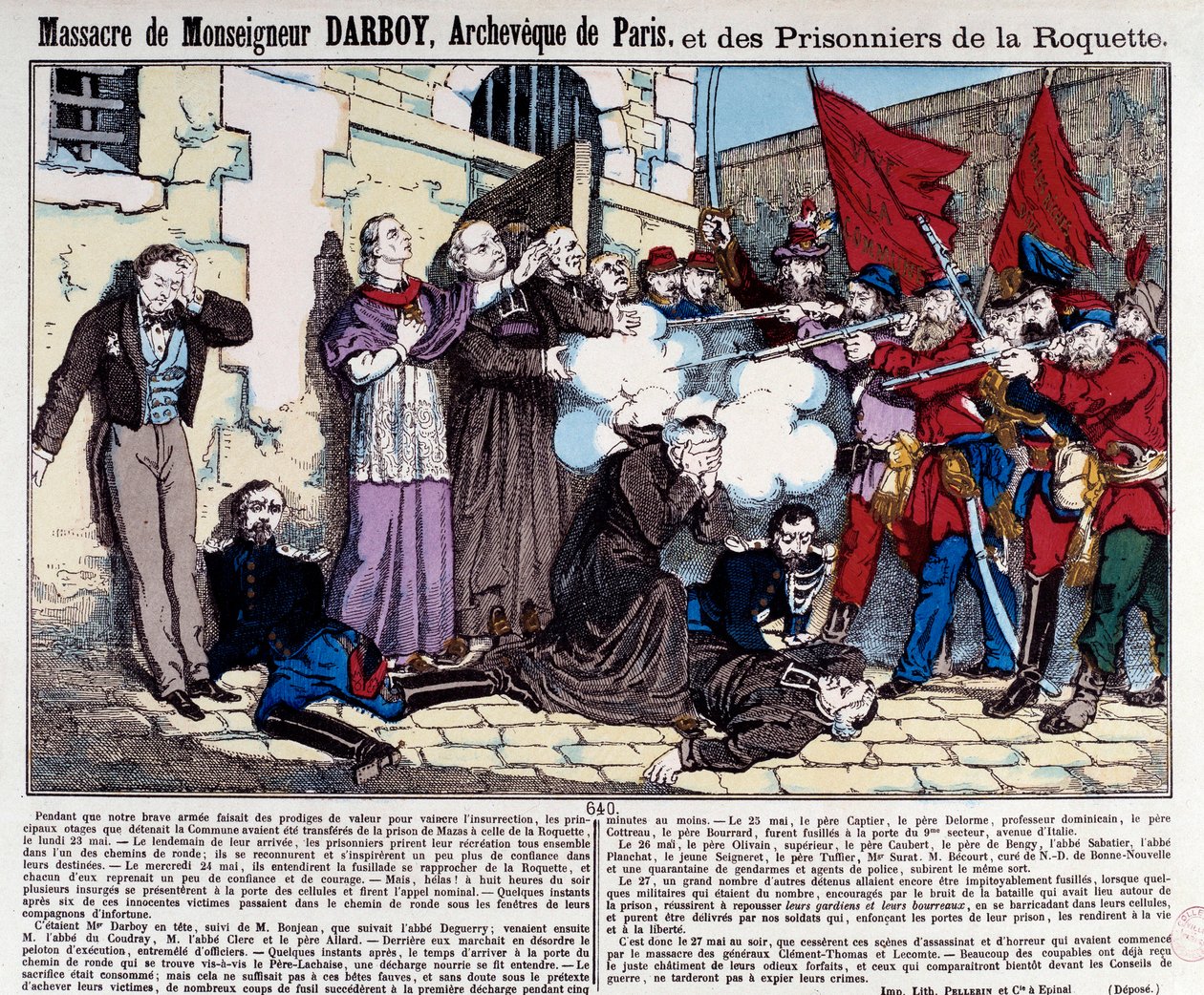 Comune di Parigi: Massacro di Monsignor Darboy (1813-1871), Arcivescovo di Parigi, e dei prigionieri della Roquette il 24 maggio da French School
