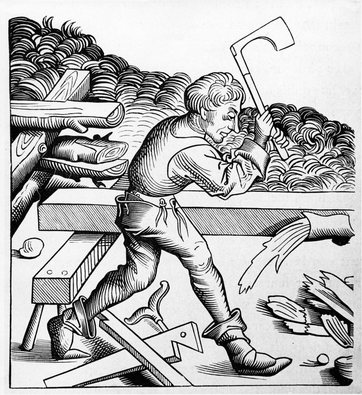 Compagno di dovere o compagno della grande ascia da abbattimento, Carpentiere, fine XV secolo da French School