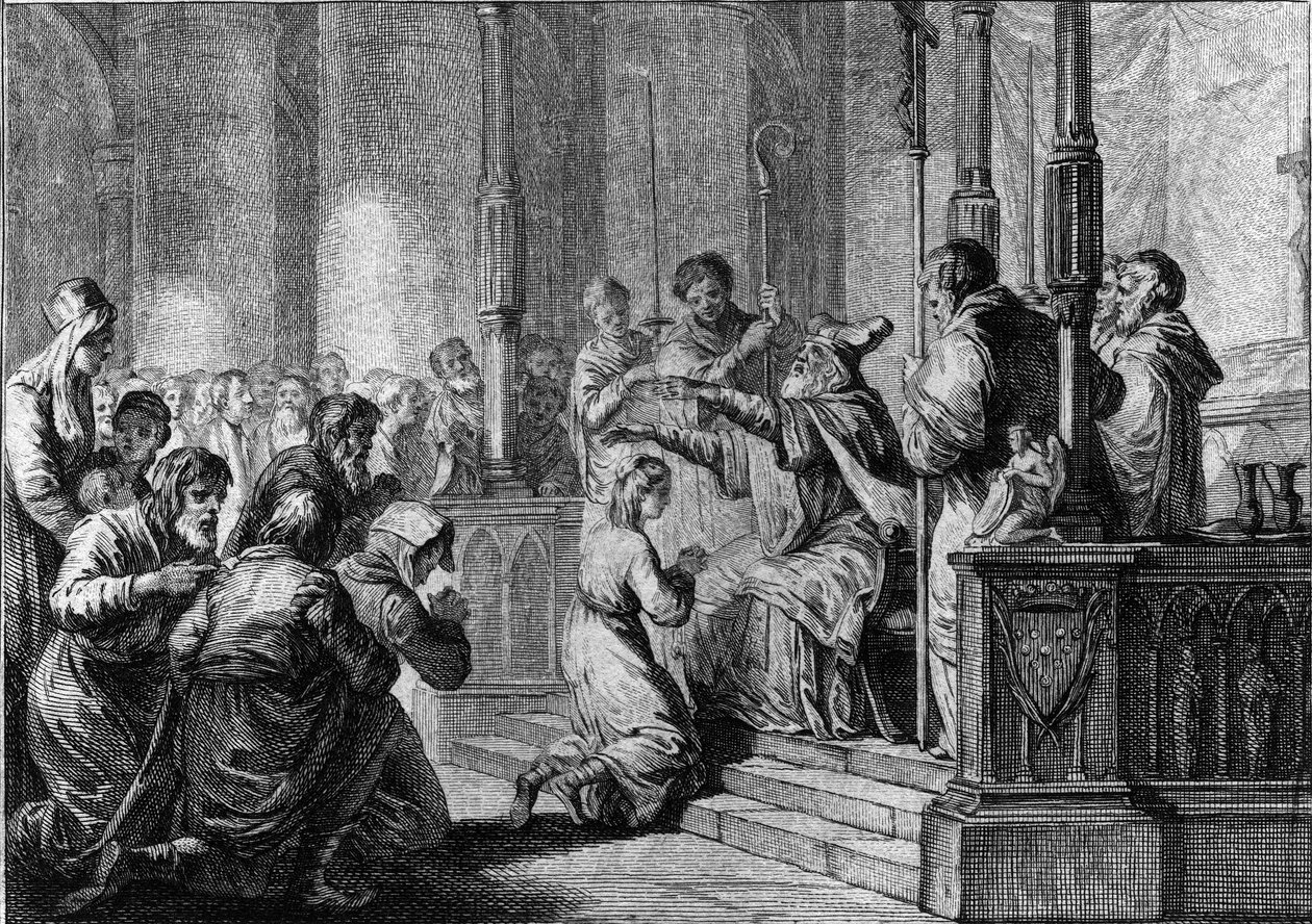 Consacrazione di Santa Genoveffa, circa 430: San Germano, vescovo di Auxerre da French School