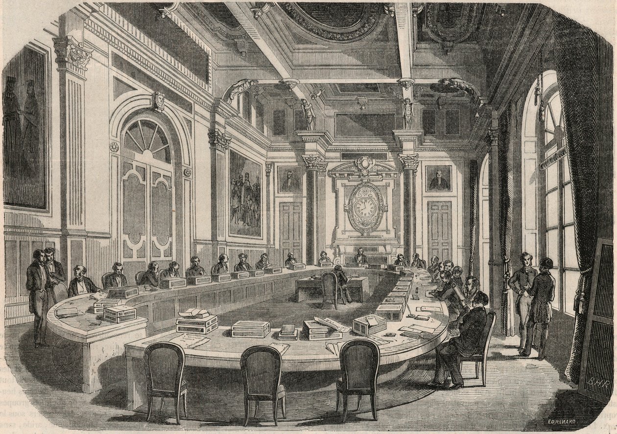 Consiglio di stato - Sala del comitato - Incisione in "Tableau-de-Paris" di Edmond Texier 1852 da French School