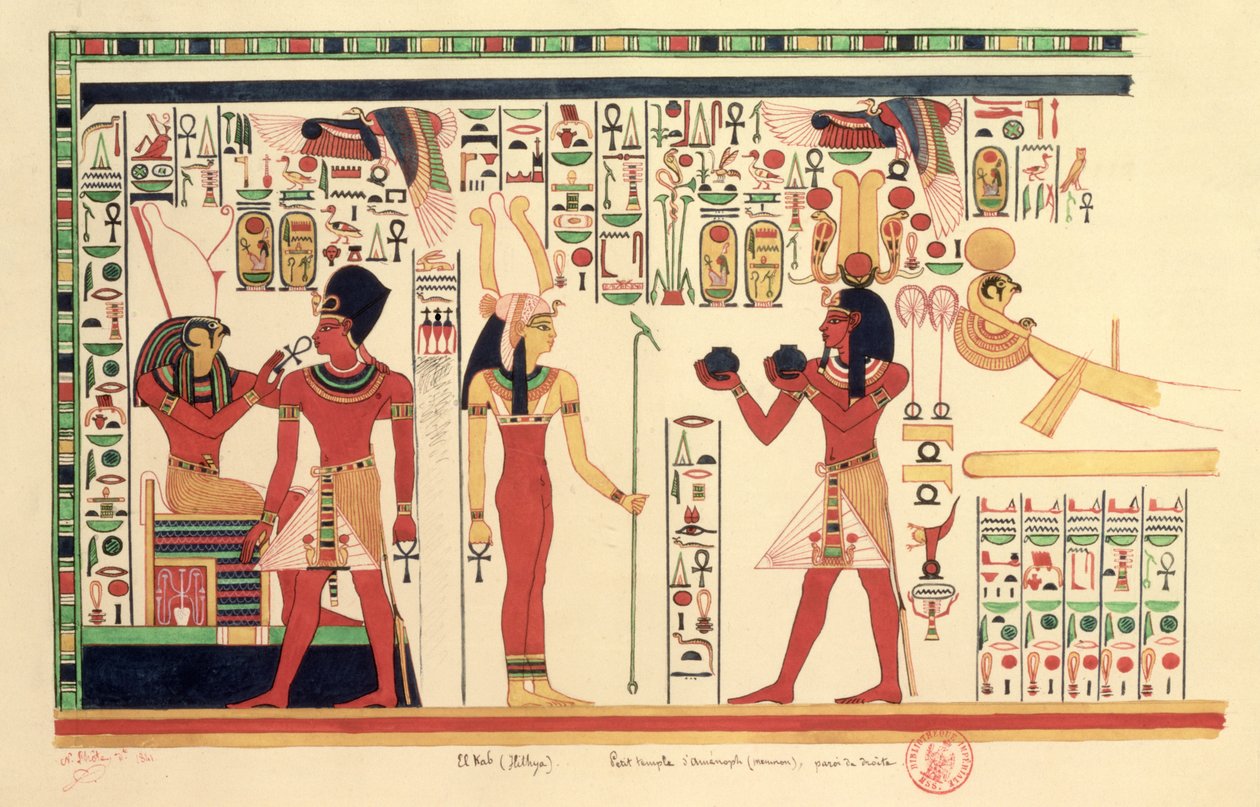 Copia di un affresco dal Tempio di Amenofi III a El Kab (Elethya) 1841 da French School