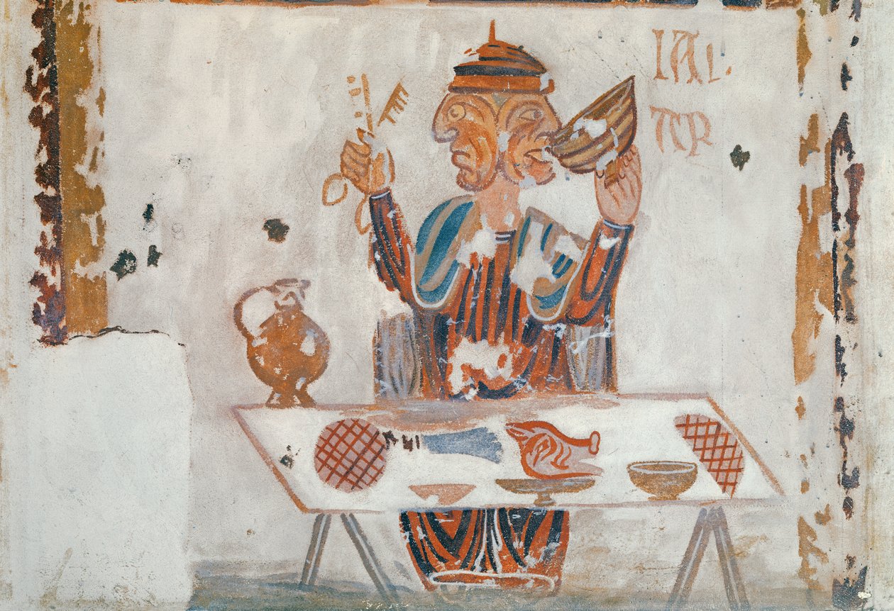 Copia di un originale medievale che raffigura Gennaio, dalle Occupazioni dei Mesi, dalla Cappella di Pritz, Laval da French School