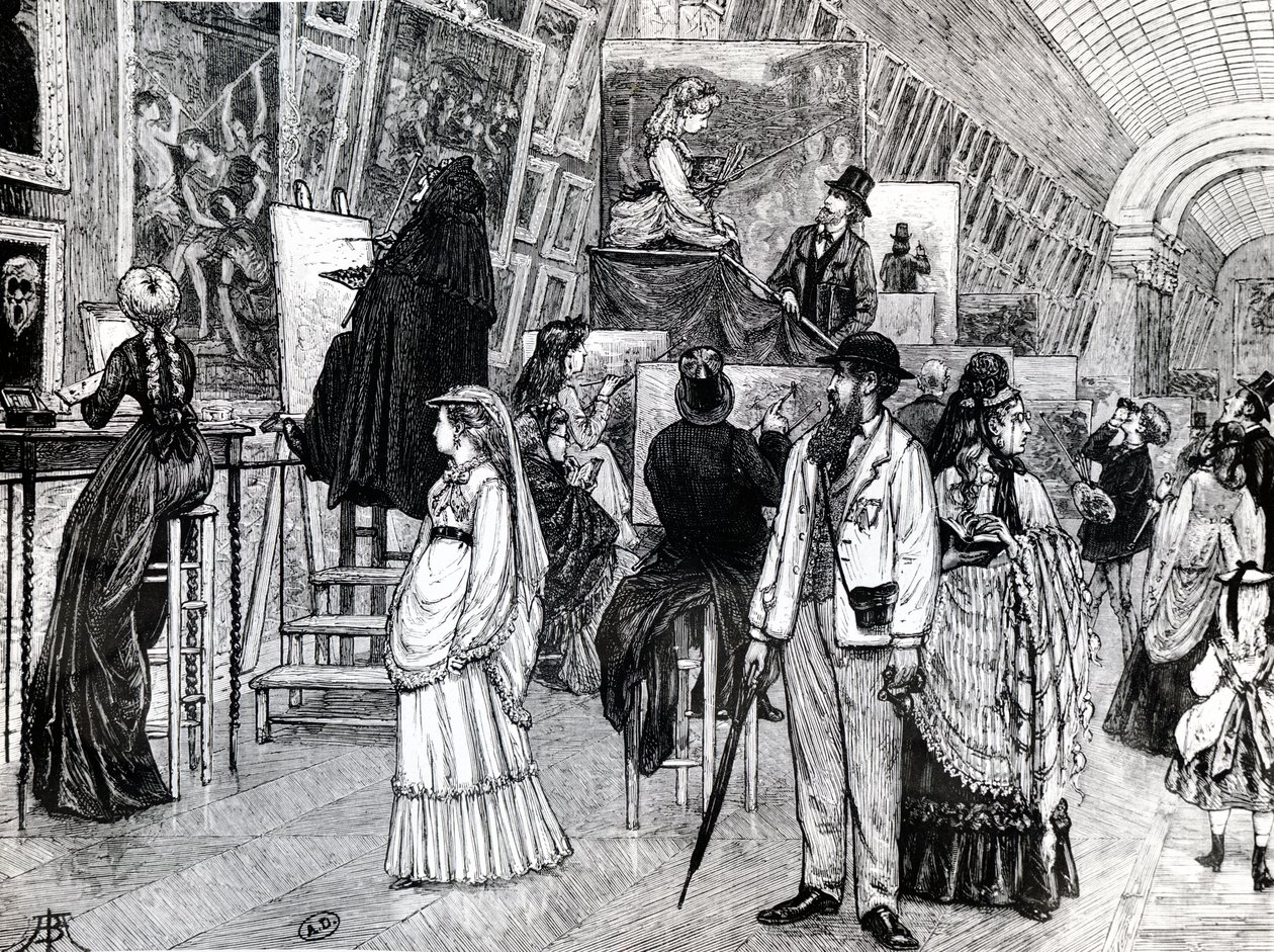 Copisti nella Grande Galerie del Louvre, c.1880 da French School