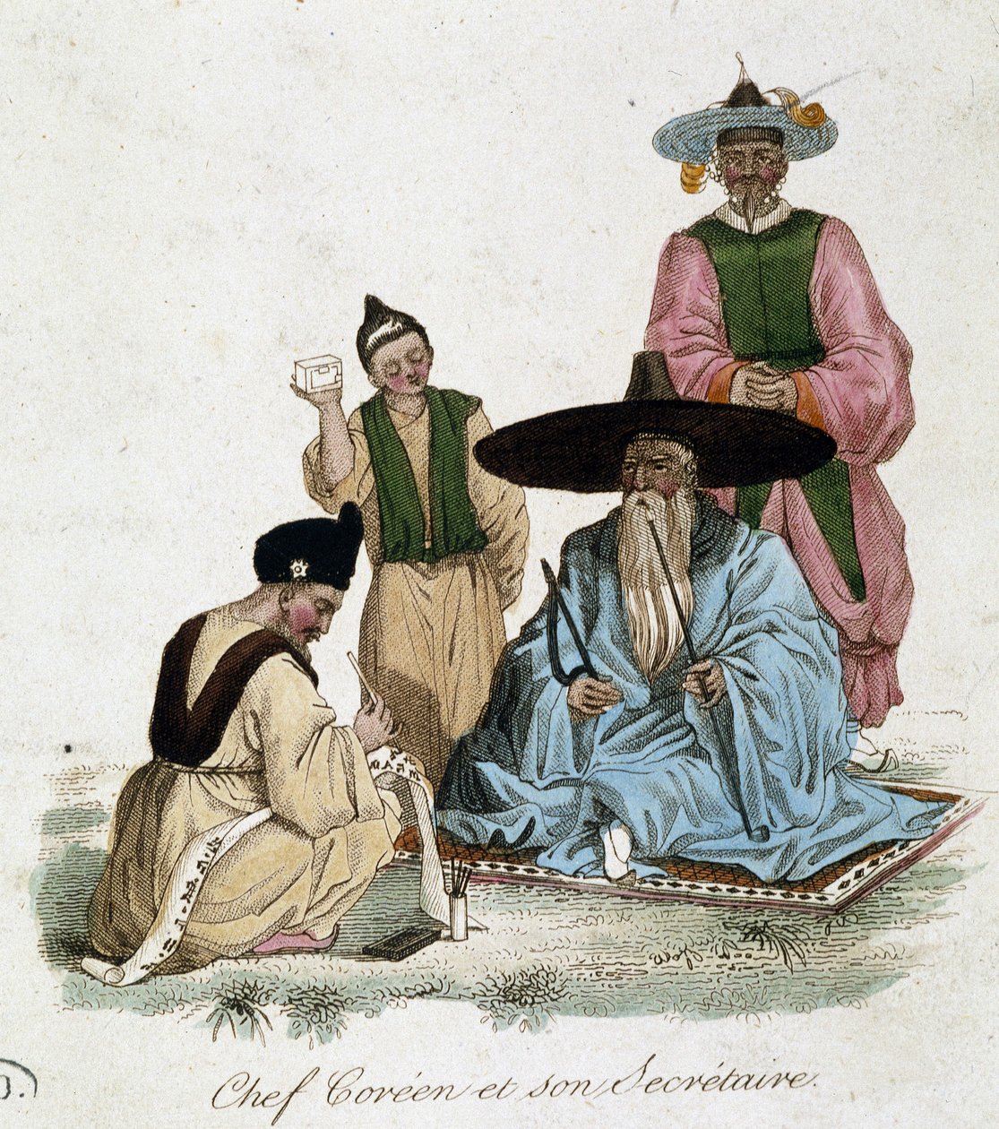Capo coreano e il suo segretario - incisione da French School