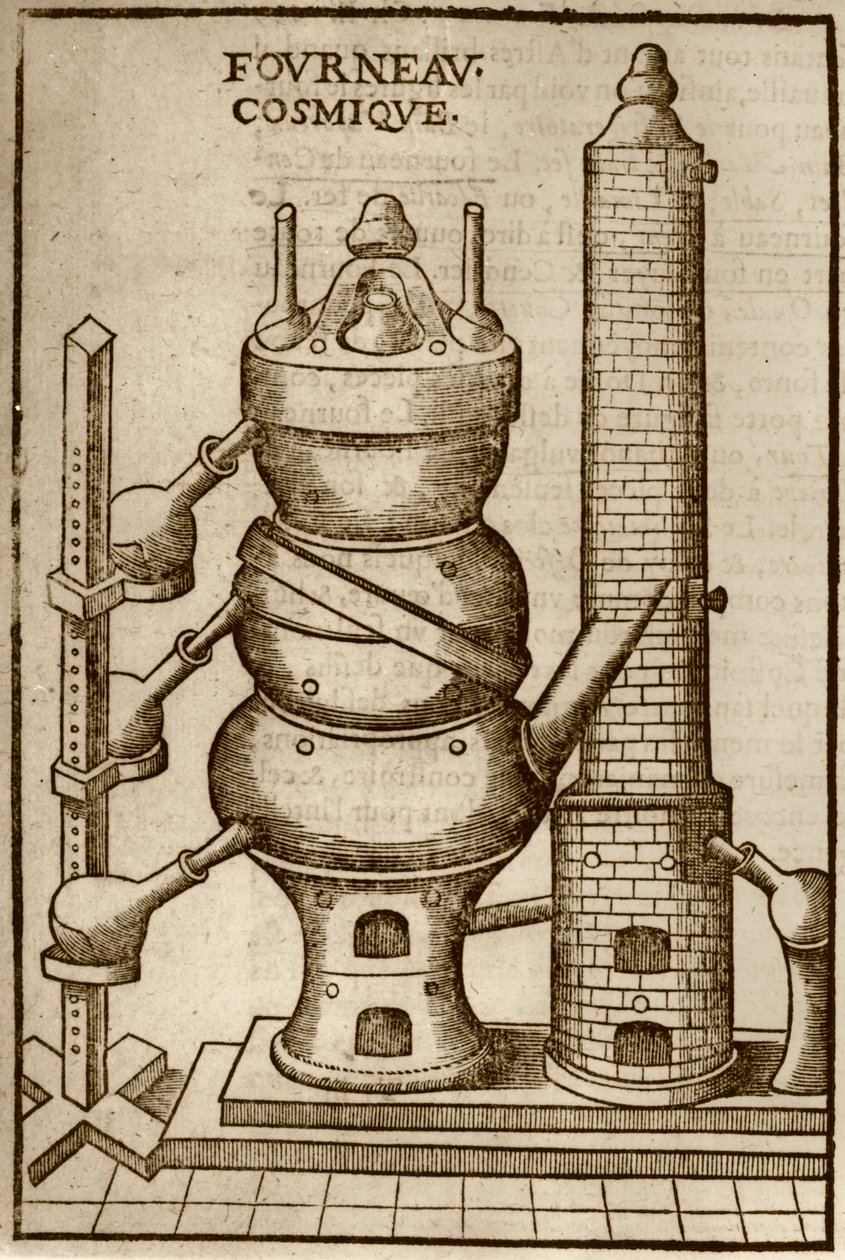 Forno cosmico, da La Theotechnie Ergocosmique di Annibal Barlet (1653) illustrato in una storia della magia pubblicata alla fine del XIX secolo da French School