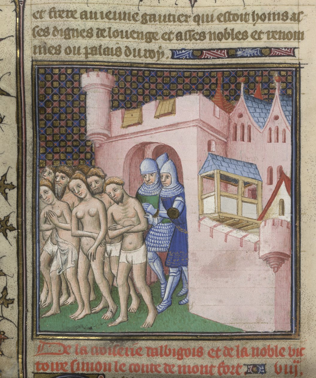 Cotton Nero E. II pt.2, f.20v Espulsione degli Albigesi da Carcassonne nel 1209, dalle 