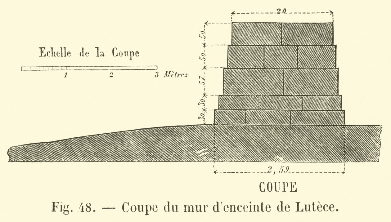 Sezione trasversale della parete luteriana (incisione) da French School