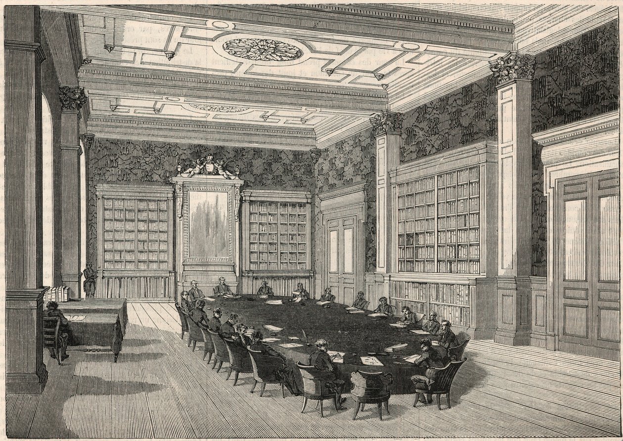 Cour des comptes - biblioteca e sala del consiglio - Incisione in "Tableau-de-Paris" di Edmond Texier 1852 da French School