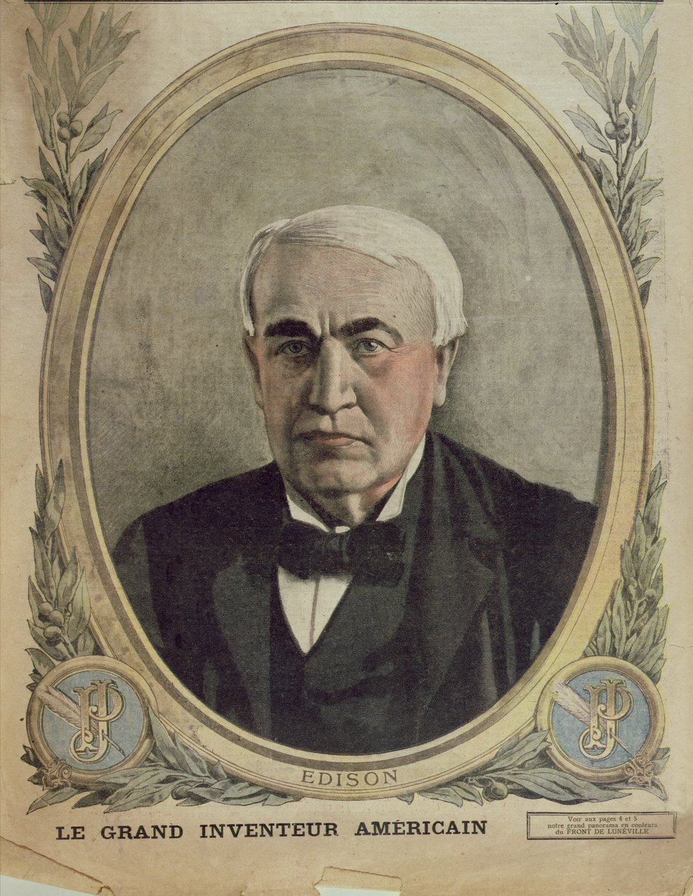 Illustrazione di copertina di Le Petit Journal raffigurante Thomas Alva Edison, 1917 da French School
