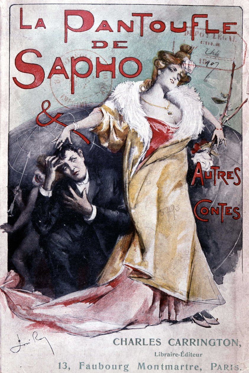 Copertina del romanzo popolare "La pantofola di Saffo e altre storie", ed. Carrington, Parigi, fine XIX secolo - B.N. da French School