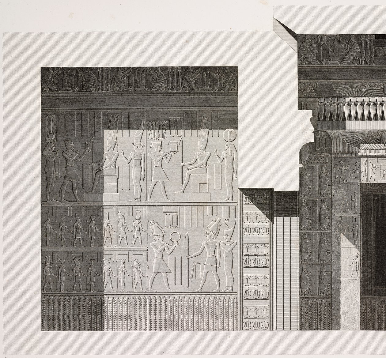 Sezione trasversale del Piccolo Tempio Meridionale, dettaglio, Complesso del Tempio di Karnak, Tebe, Luxor, Egitto da French School
