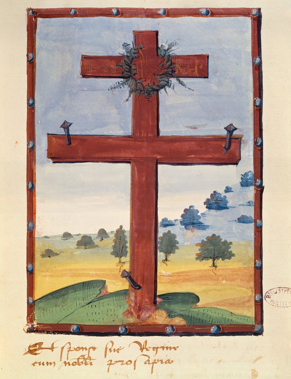 Croce di Lorena, miniatura da un manoscritto relativo a Renato II (1451-1508) Duca di Lorena da French School
