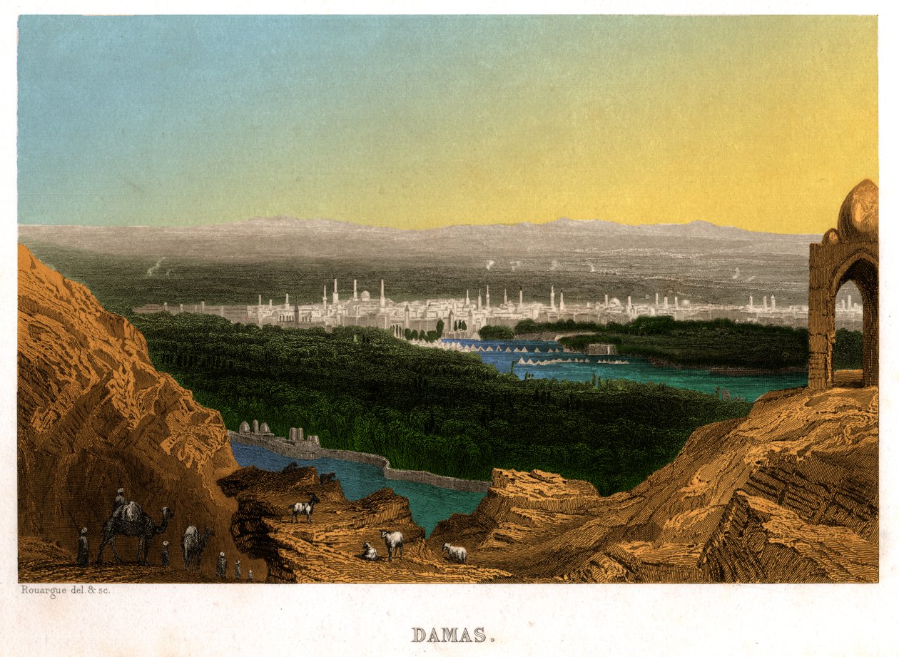 Damasco in Siria (incisione, ca. 1850) da French School