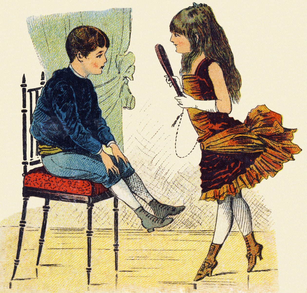 Ballerina. Incisione in "ABC indechirable su tela verniciata". A. Capendu, editore, Parigi, fine XIX secolo. Libreria per bambini illustrata. 8 pagine. Dim: 21,5x18cm da French School
