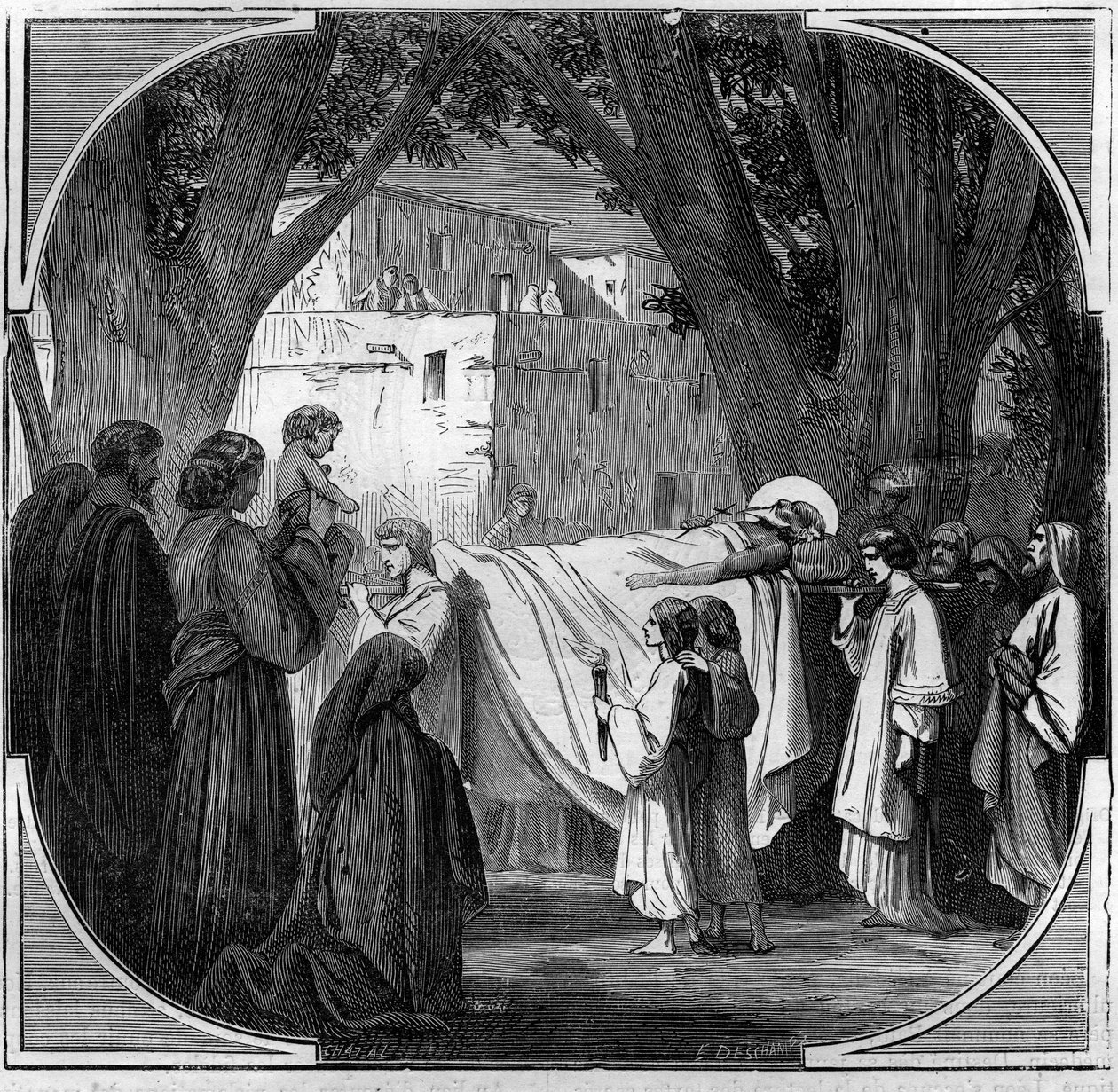 Morte di Agatone il Taumaturgo, papa dal 678 al 681. Incisione in 