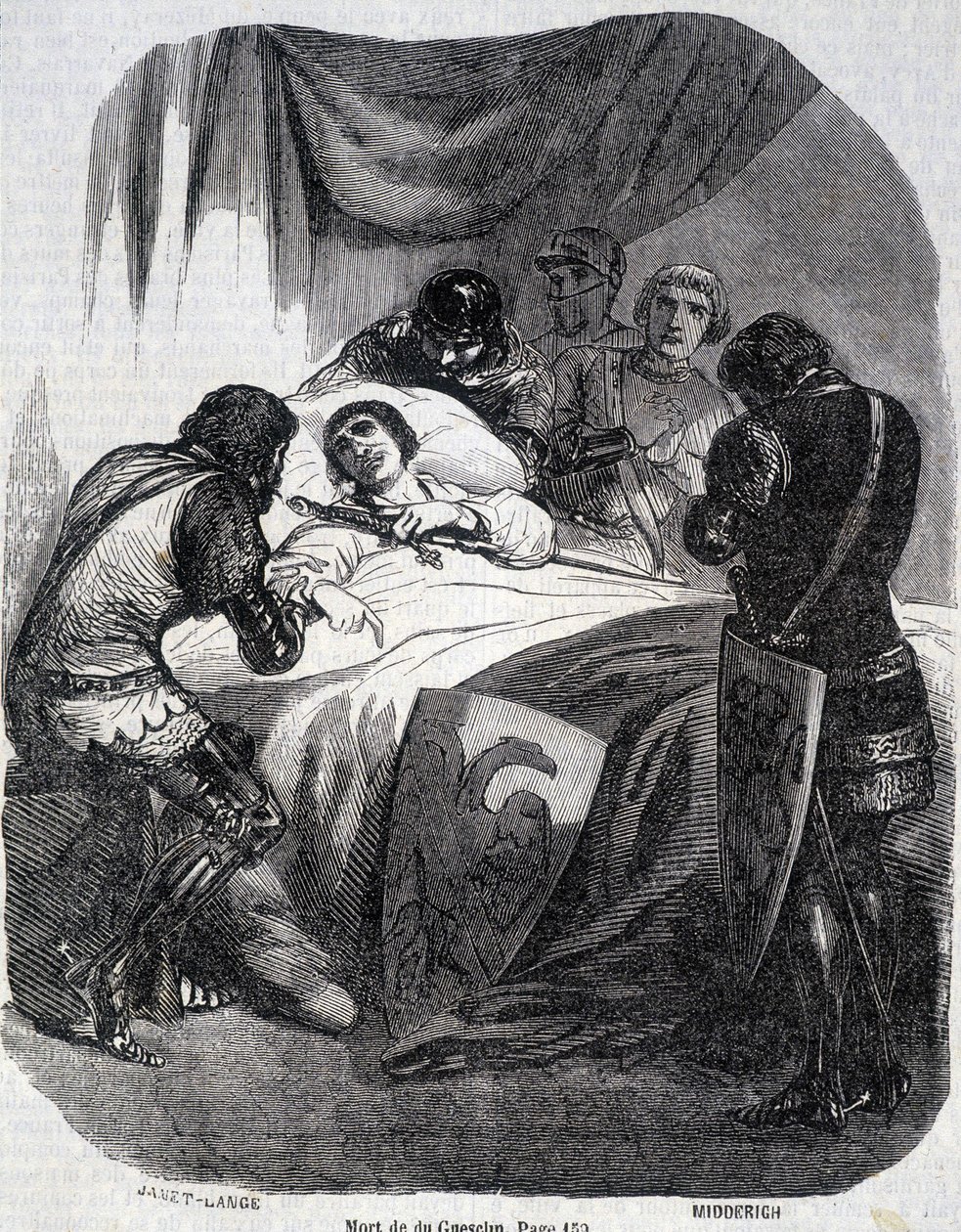 Morte di Du Guesclin nel 1380 - in "Histoire de France" di L.-P. Anquetil da French School