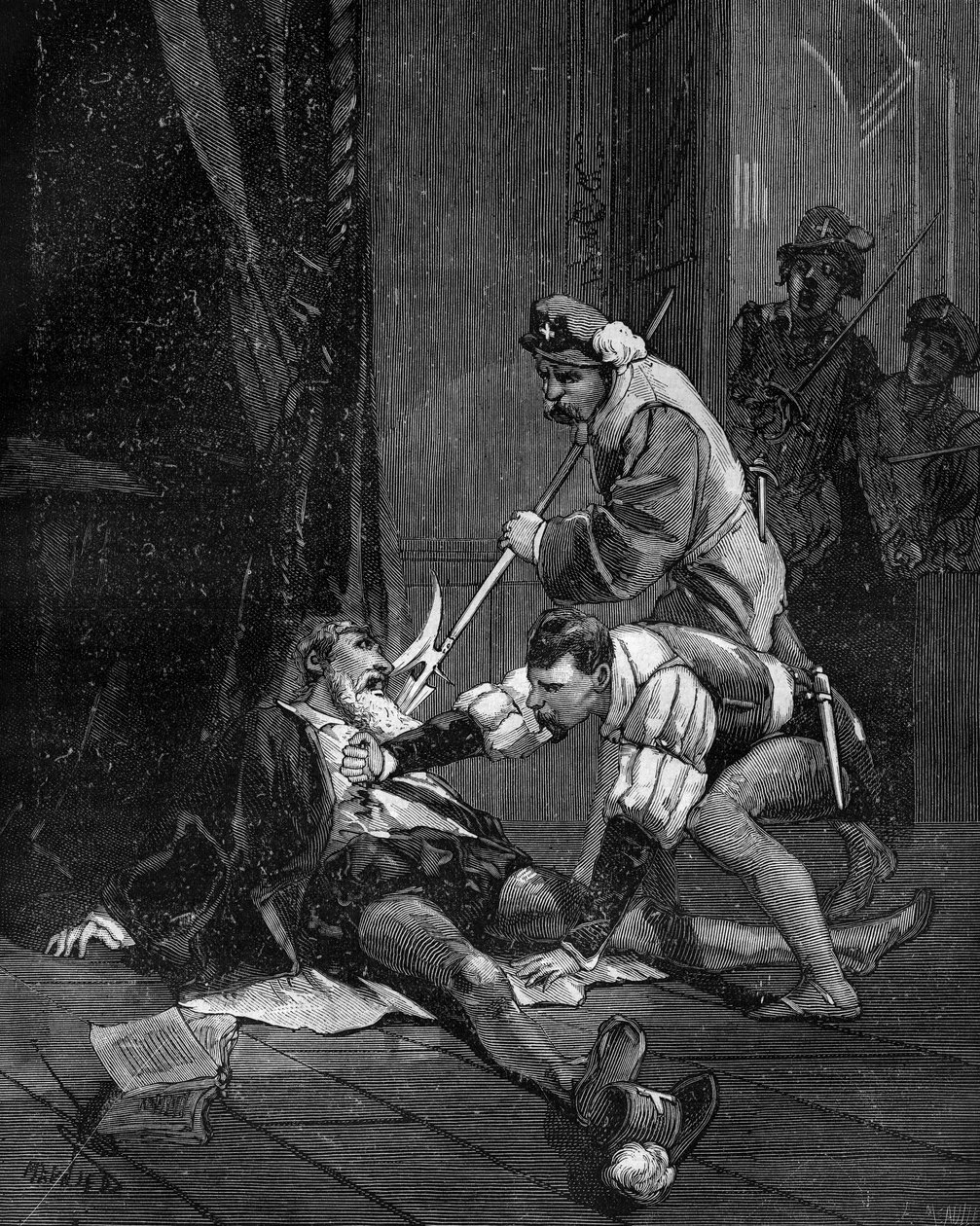 Morte di Petrus Ramus. Pierre de La Ramee umanista, matematico e filosofo francese da French School