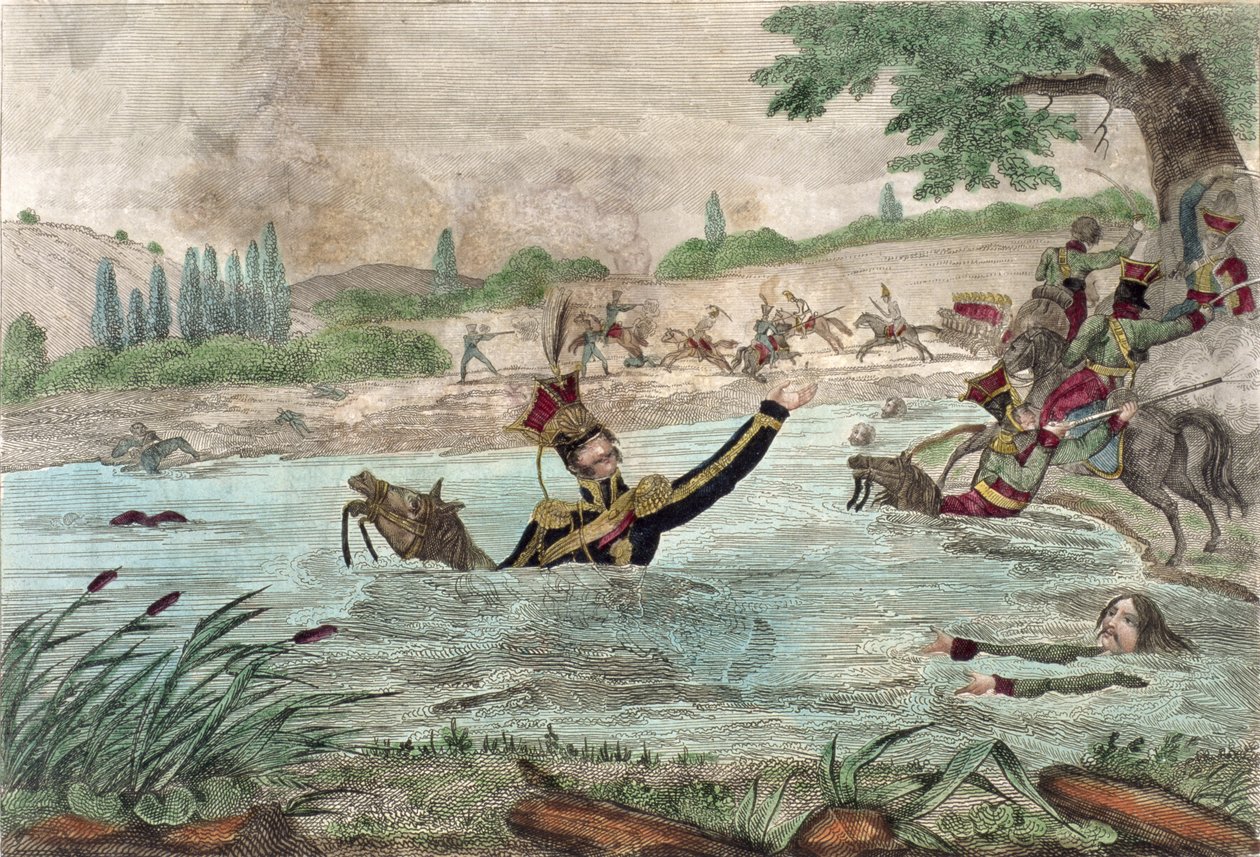 Morte del Principe Joseph Poniatowski (1763-1813) nel fiume Elstera, 1813 da French School