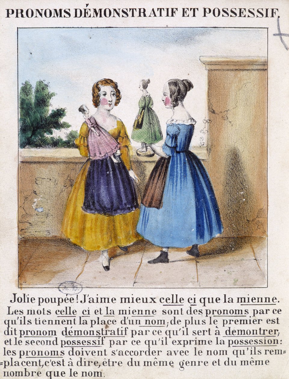 Pronomi dimostrativi e possessivi (2 ragazze che giocano con le bambole) - in "La grammatica in immagini" da French School