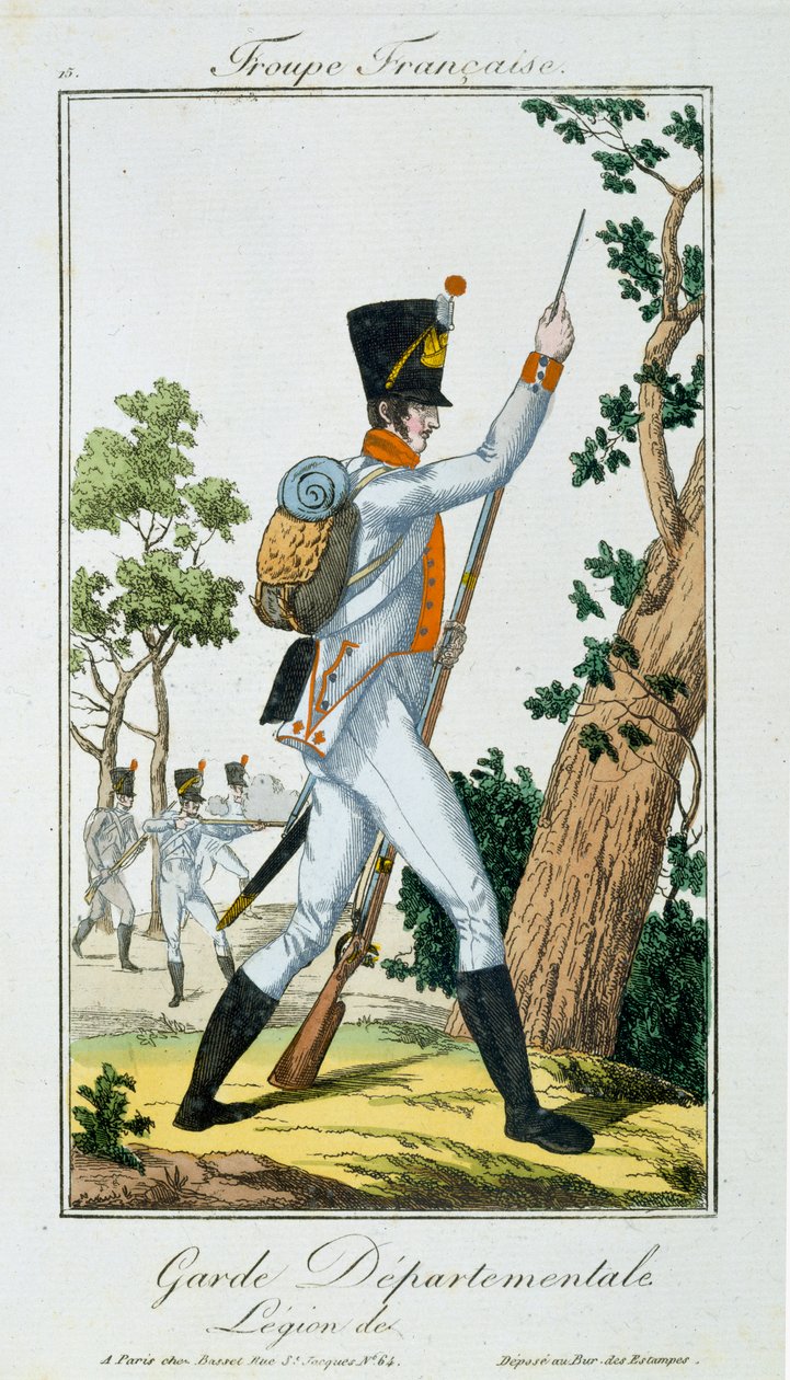 Guardia Dipartimentale, da Troupes Francaises, pub. chez Basset, Parigi, c.1790 da French School