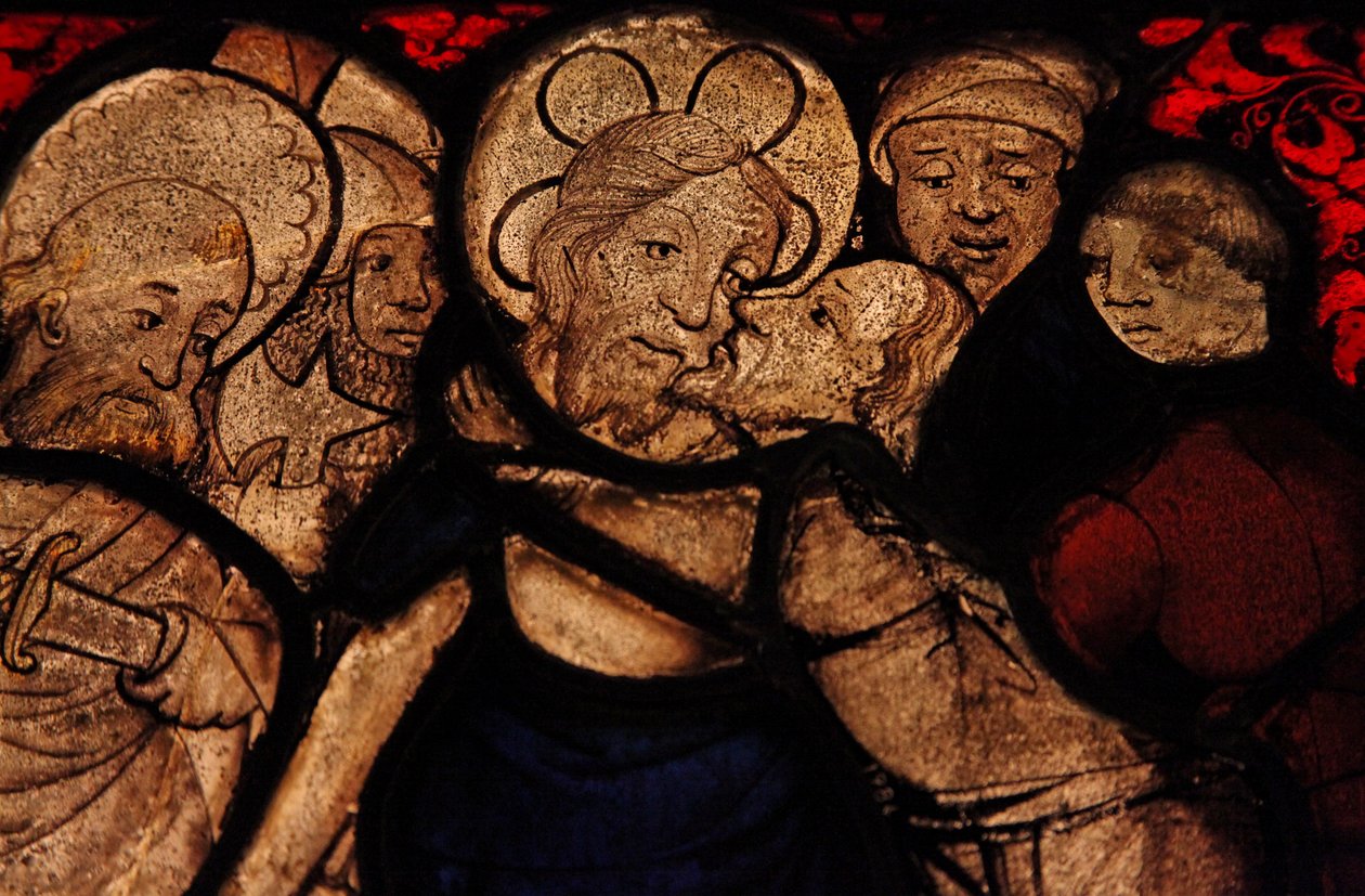 Dettaglio del Tradimento di Giuda, originariamente dalla Chiesa di Betton, Bretagna da French School