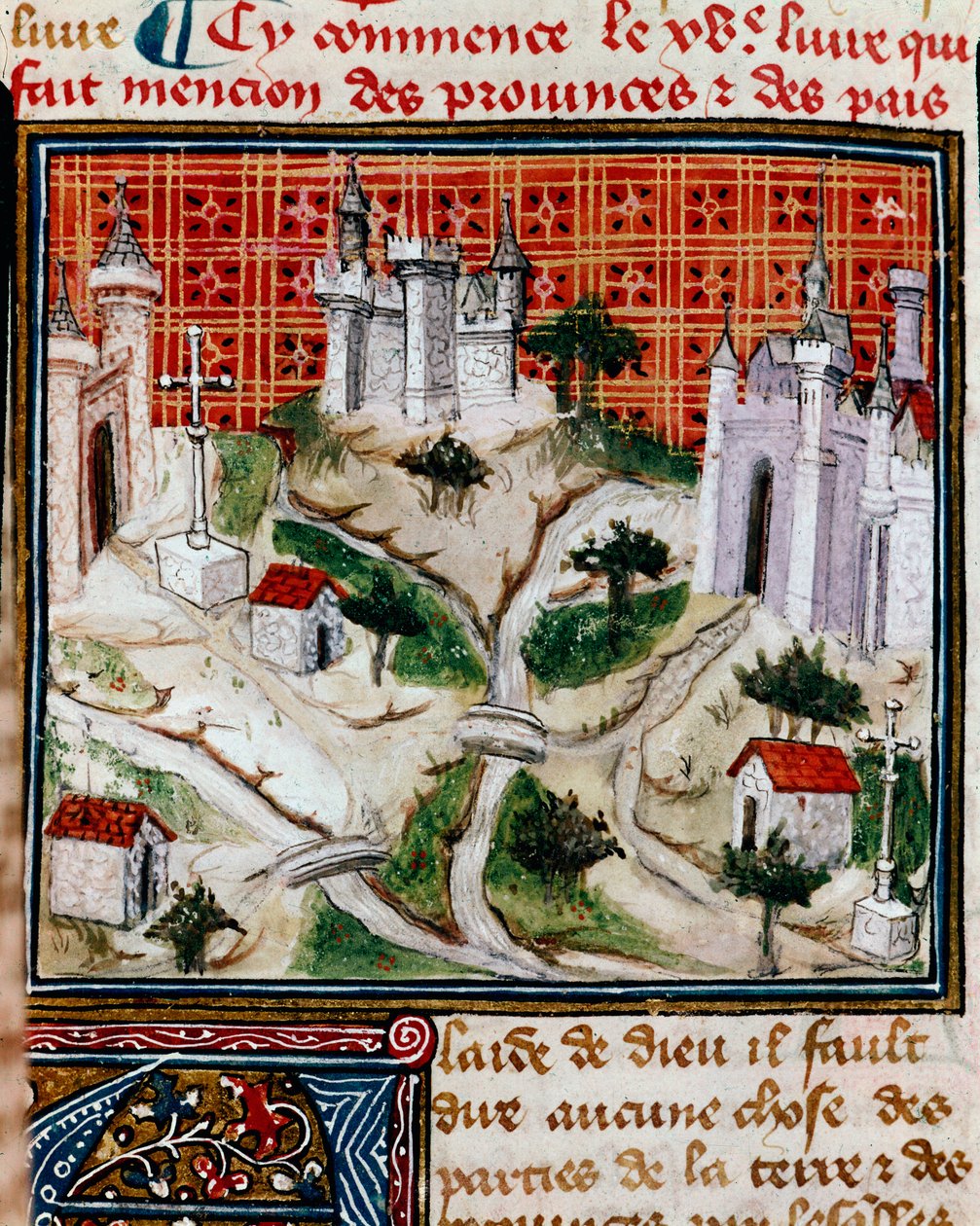 Delle province e dei paesi della terra. Presentazione del volume relativo ai territori e alla storia delle province e dei paesi. Miniatura tratta da 