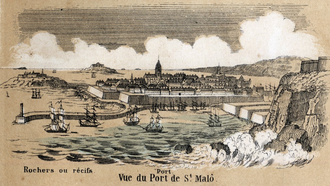 Descrizione dei diversi tipi di paesaggi e rilievi secondo la geografia: dettaglio che raffigura il porto di Saint Malo in Bretagna. Tavola 