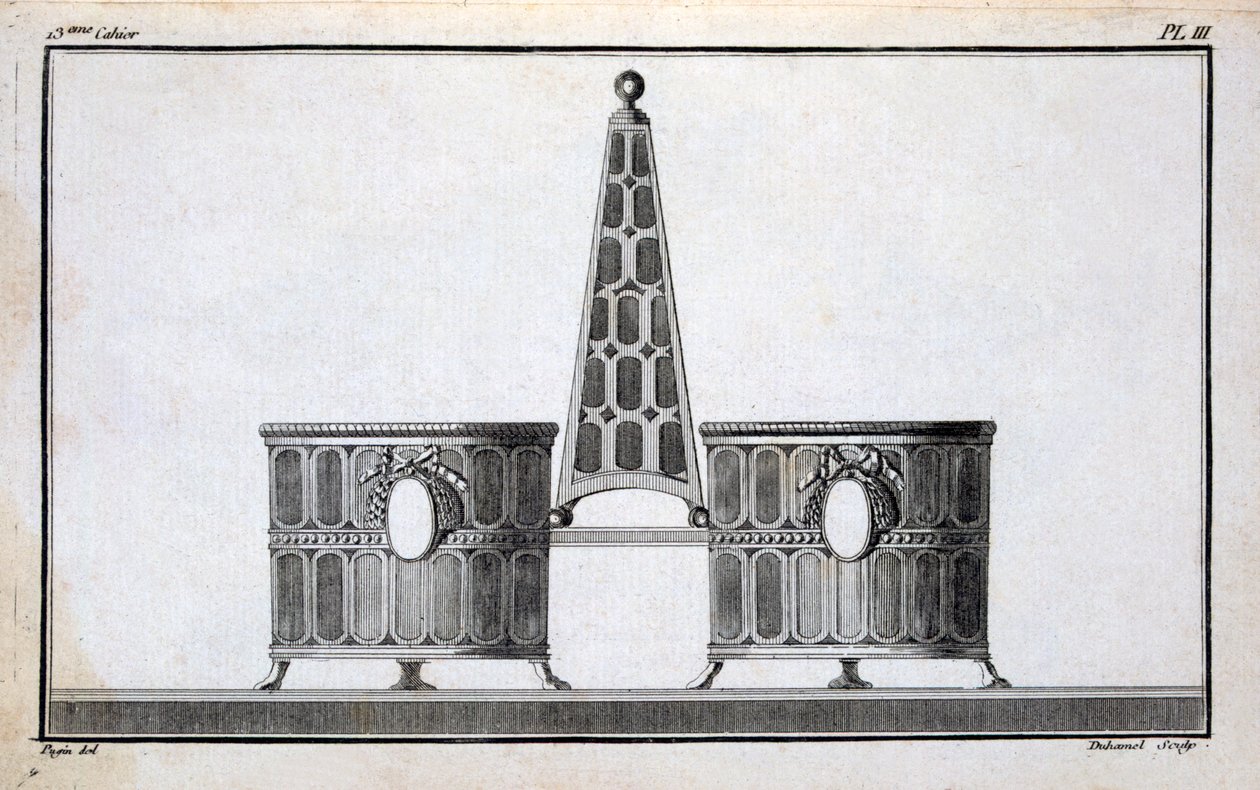 Disegno di Pugin, da un libro di modelli di disegni di metalli neoclassici di Duhamel, c.1770-80 da French School