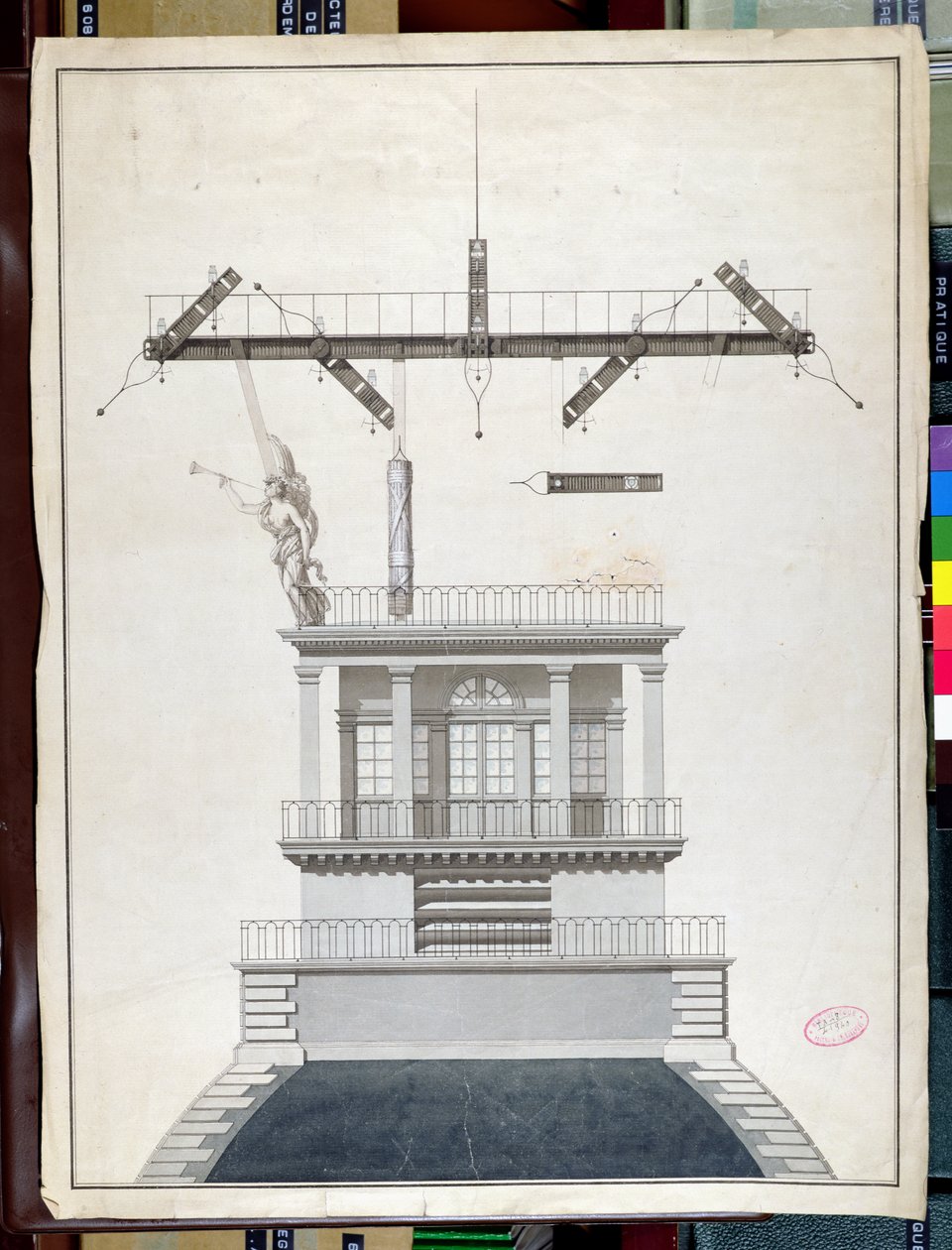 Progetto per una stazione telegrafica Chappe per una delle cupole del Louvre, Parigi, inizio XIX secolo da French School