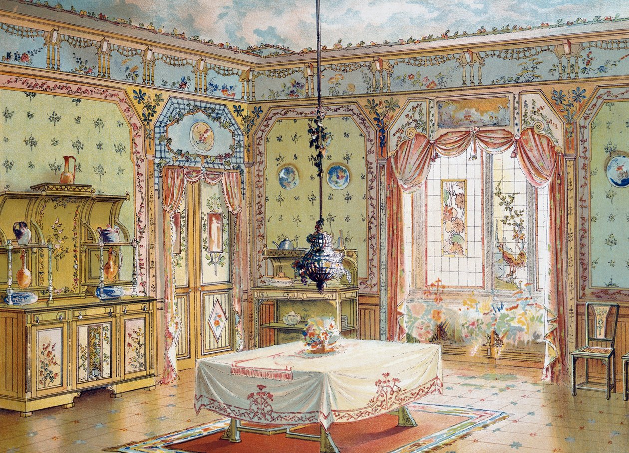 Progetto per sala da pranzo dalla rivista La Decoration interieure da French School