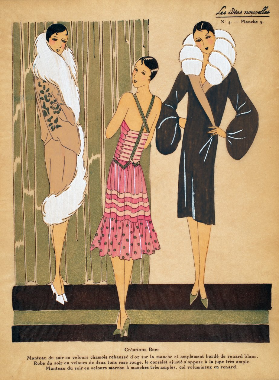 Disegni per cappotti e abiti da sera da Créations Beer, Les Idées Nouvelles da French School