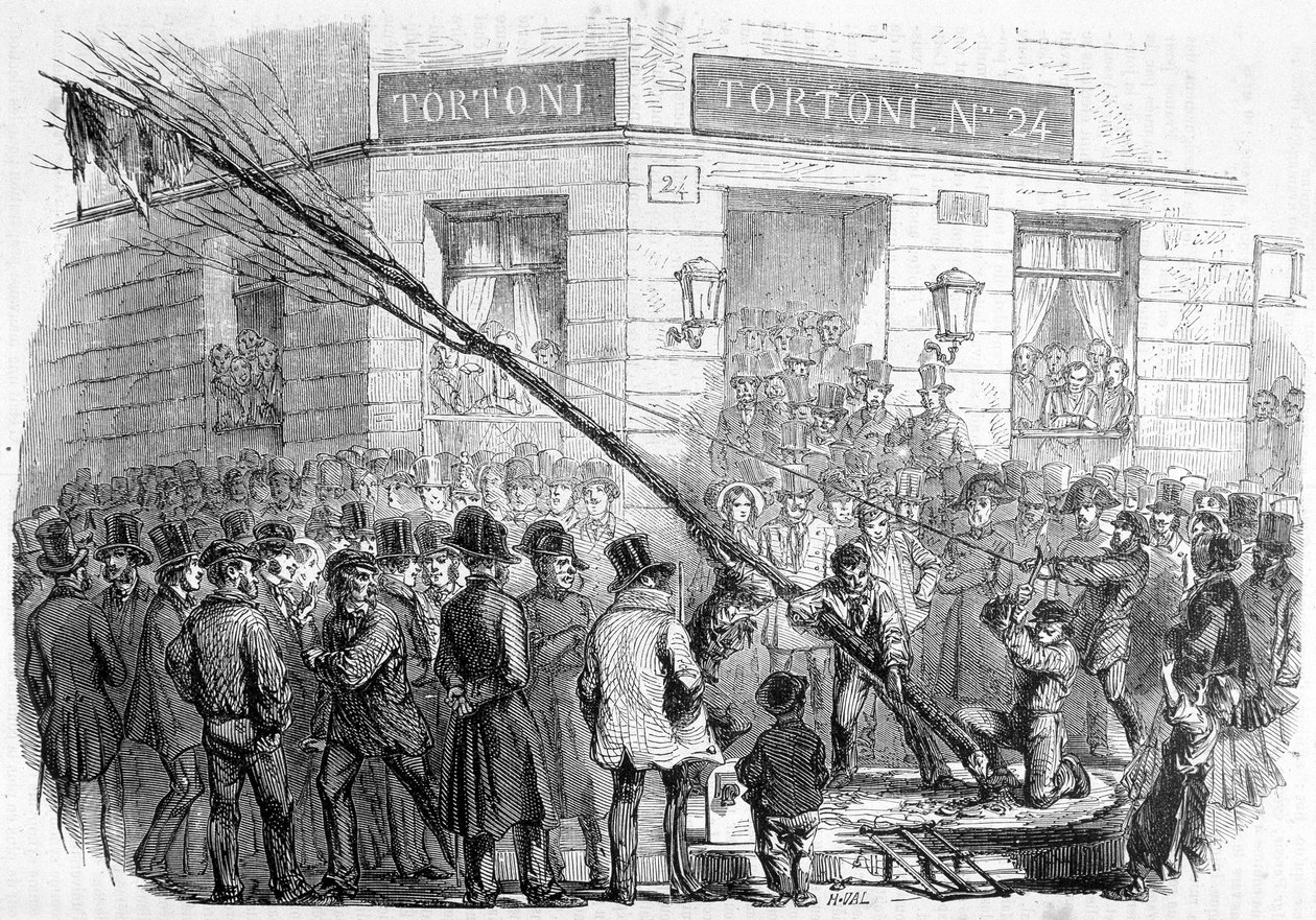 Distruzione degli Alberi della Libertà (febbraio-marzo 1850) - in "Storia contemporanea della Francia", Hachette, Parigi da French School