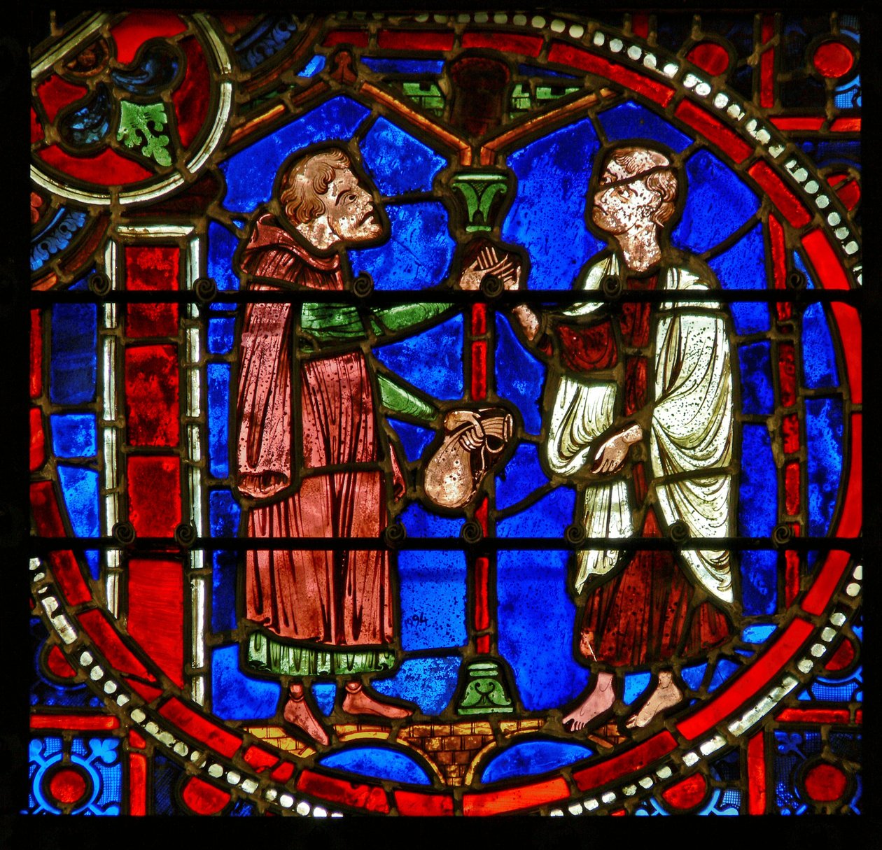 (dettaglio) da una vetrata raffigurante scene dal miracolo di Teofilo da French School