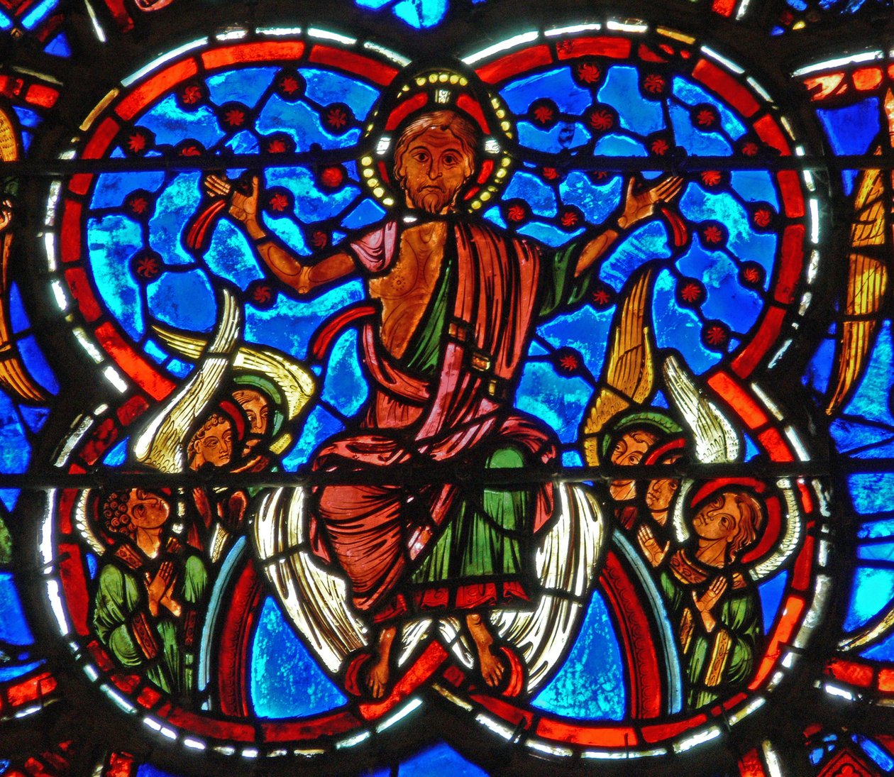 Dettaglio di una finestra raffigurante il Giudizio Universale: Cristo da French School