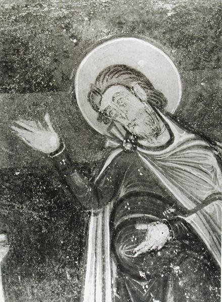 (dettaglio) di San Savino, da un affresco che raffigura San Savino e San Cipriano liberati dalle bestie, c.1100 (affresco) da French School