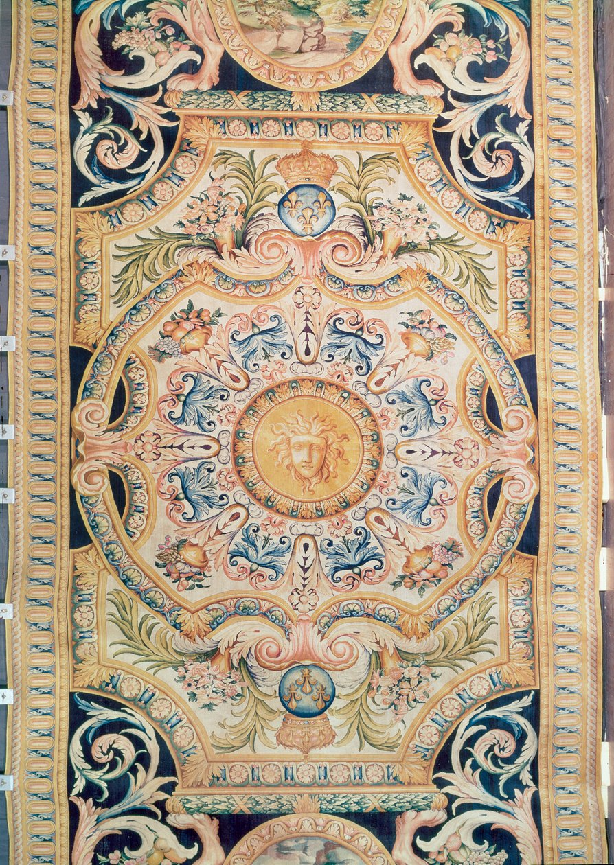 Dettaglio di un tappeto Savonnerie realizzato per la Grande Galerie del Louvre, c.1680 (lana) da French School