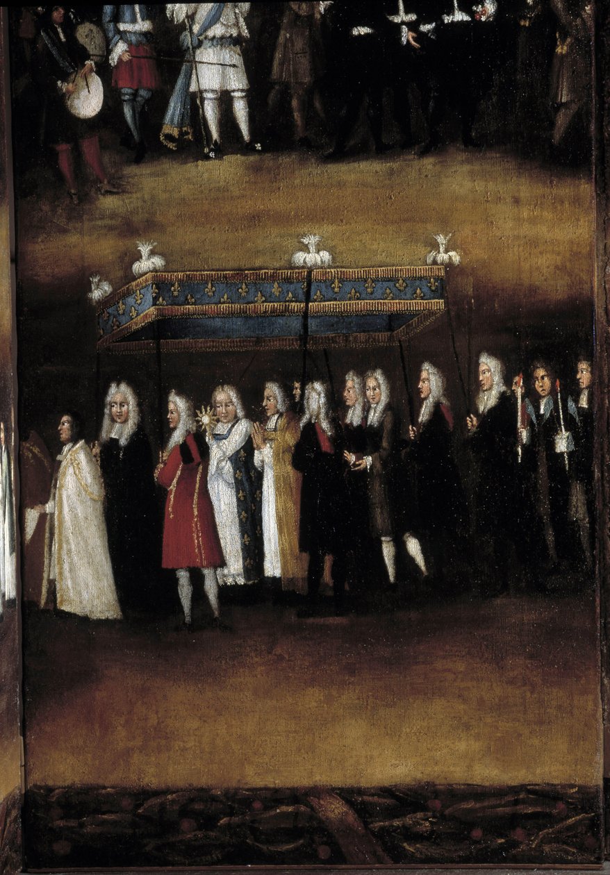Dettaglio di uno schermo del XVIII secolo usato per la Festa del Dio (o Festa del Santissimo Sacramento) da French School