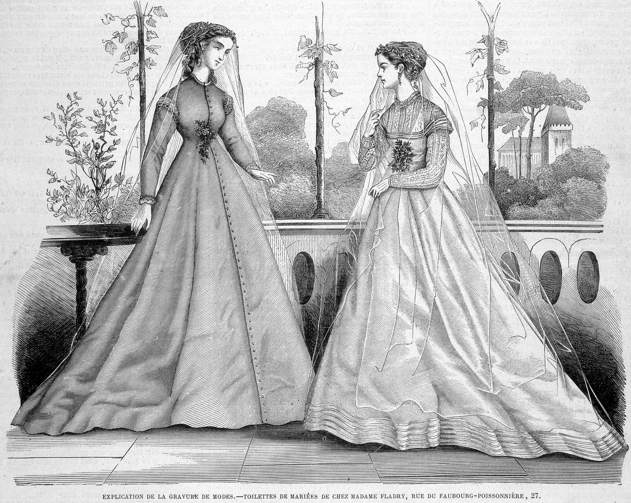 Deux toilette de brides de chez madame Fladry - in "La Mode illustrée" del 29/09/1867 da French School
