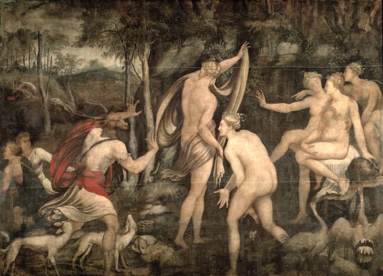 Diana e Atteone, Scuola di Fontainebleau, metà XVI secolo da French School