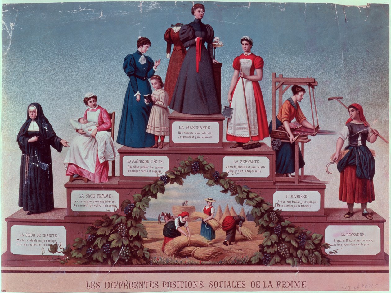Diverse posizioni sociali delle donne, fine XIX secolo da French School