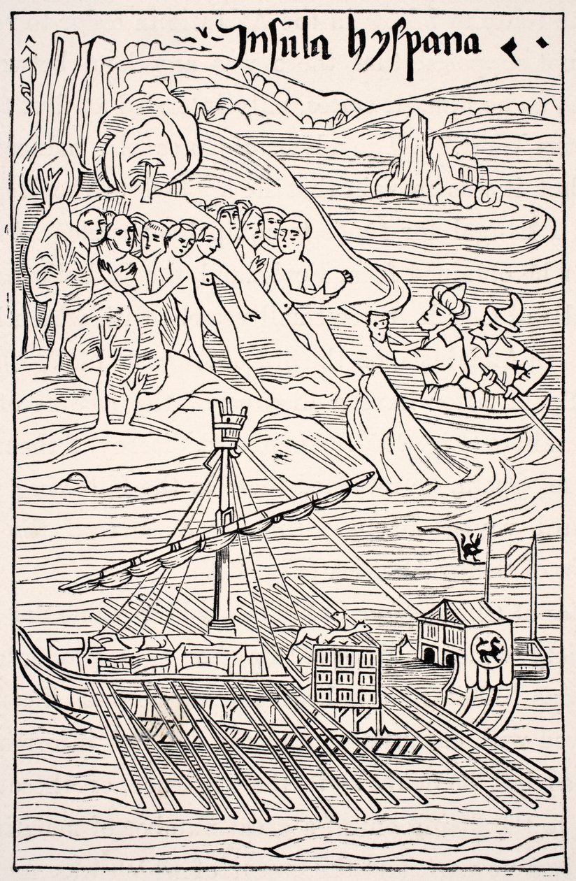 Scoperta di Santo Domingo, Insula Hyspana, da Cristoforo Colombo, facsimile di un